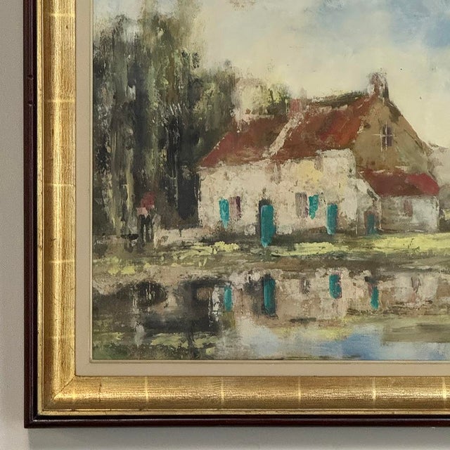 Cinnamon Framed Oil Painting on Canvas by Edmond De Meulenaire (1884–1963) For Sale - Image 8 of 15