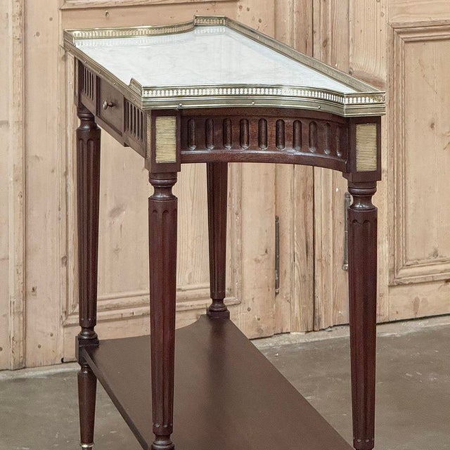 Antique French Directoire Neoclassical Mahogany Console With Carrara Marble For Sale - Image 13 of 18