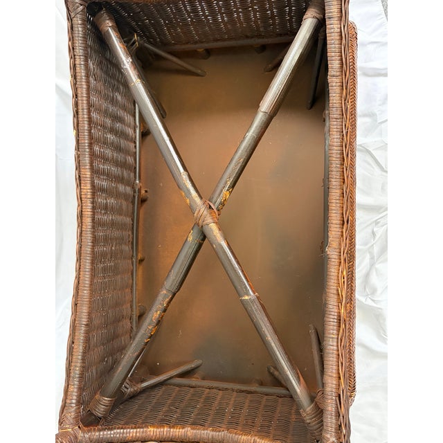 Wood Late 20th Century Coastal Rattan Rectangular Coffee Table For Sale - Image 7 of 9