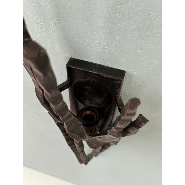 Italian Brutalist Wall Lamp in Iron, 1970s For Sale - Image 10 of 13