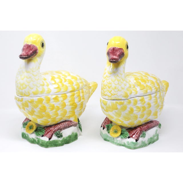 Vintage Palm Beach Regency Italian Yellow Duck Tureens - a Pair For Sale - Image 12 of 12