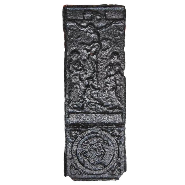 16th Century Antique Swedish Cast Iron Stove Plate With Religious Scenes For Sale - Image 5 of 5