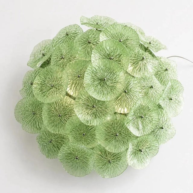 Early 21st Century Floreal Green Murano Glass Flush Mount by Simoeng For Sale - Image 5 of 7