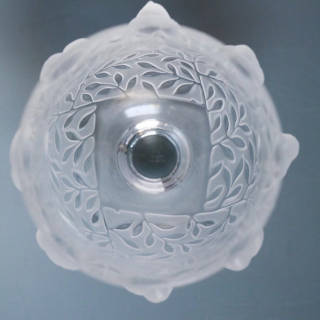 1970s Signed Lalique France Elizabeth Frosted Crystal Vase For Sale - Image 10 of 11