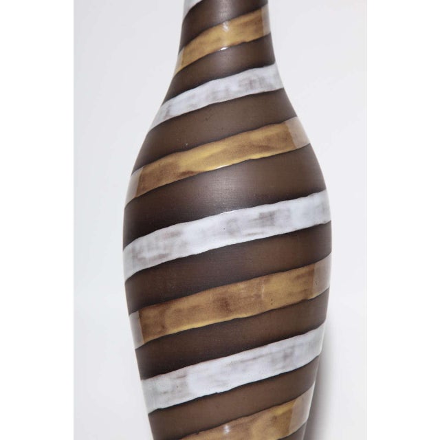 1950s 1950s Ingrid Atterberg for Upsala Ekeby Brown and White "Spiral" Ceramic Lamp For Sale - Image 5 of 10