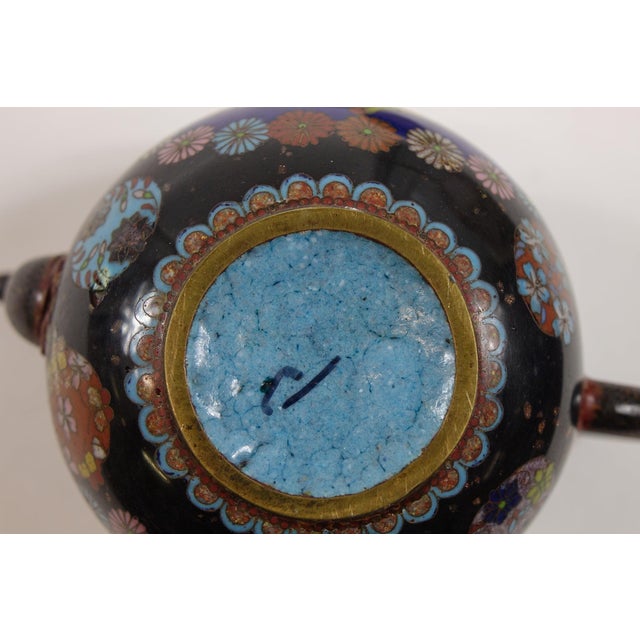 Antique Chinese Cloisonne Decorative Teapot For Sale - Image 4 of 5