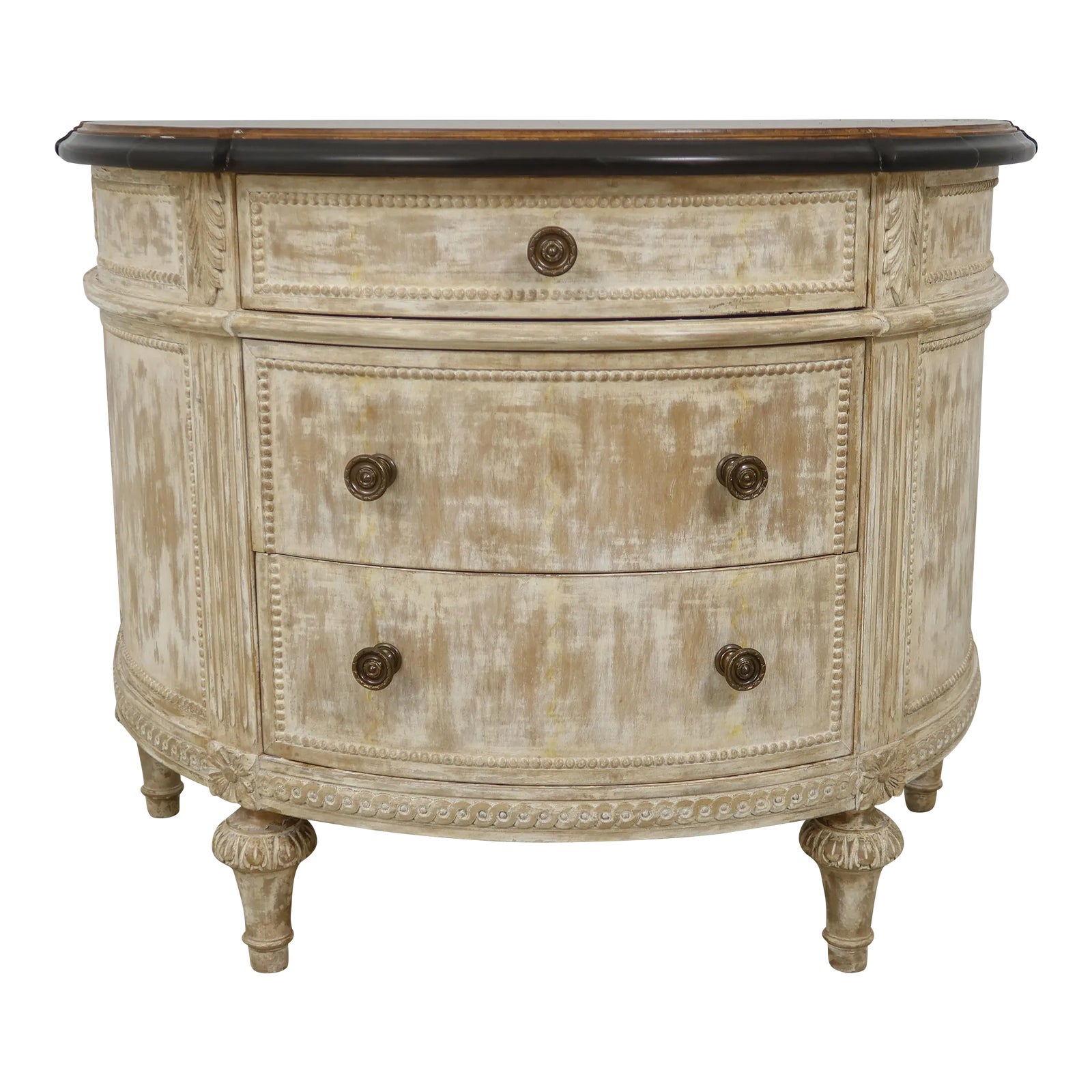 Italian Style 3 Drawer Paint Decorated Commode Nightstand | Chairish
