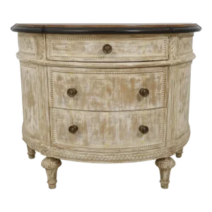 Italian Style 3 Drawer Paint Decorated Commode Nightstand