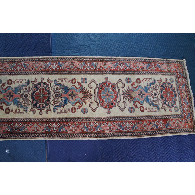 Textile Traditional Hand Knotted Tribal Cream Rug Runner Hooked Medallion Floral 3' X 10' For Sale - Image 7 of 13