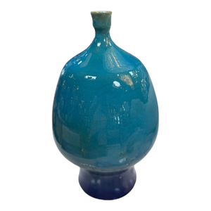 1970s Turquoise Glazed Ceramic Vase