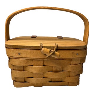 Arts & Crafts Longaberger Handwoven Lidded Basket For Sale