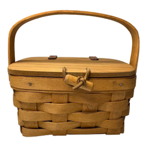 Vintage Arts & Crafts Small Handwoven Longaberger Lidded Basket
