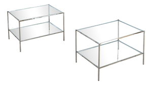 Model T12 Occasional Tables in Nickel-Plated Brass and Glass by Corrado Corradi Dellacqua for Azucena, 1950s, Set of 2