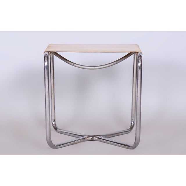 1930s Bauhaus Stool in Chrome-Plated Steel attributed to Mücke Melder, Czechia, 1930s For Sale - Image 5 of 6