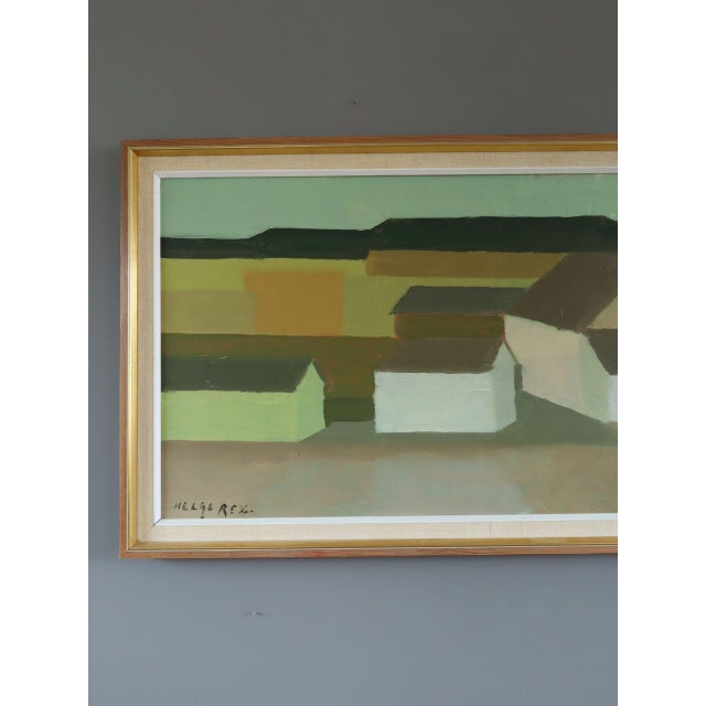 1967 Mid-Century Modern 'Golden Fields' Vintage Swedish Geometric Abstract Landscape Oil Painting, Framed For Sale - Image 6 of 15