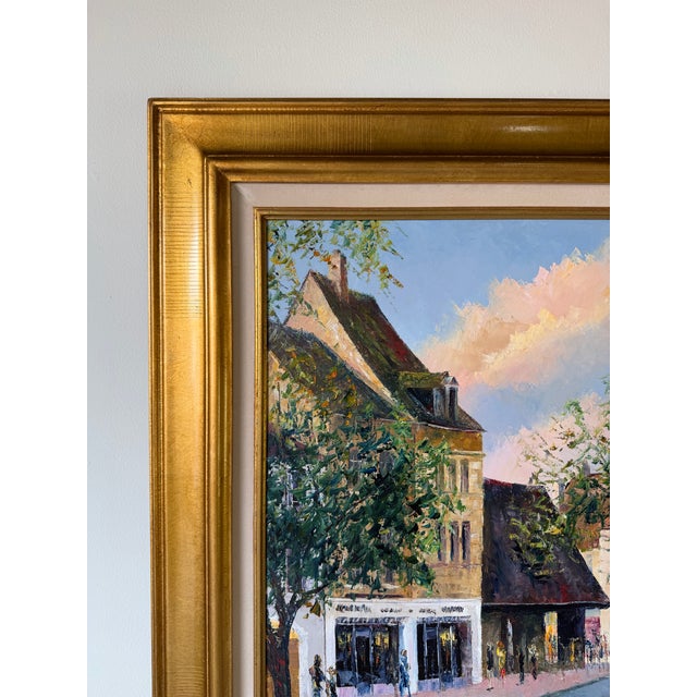 2000 - 2009 Michel Pernes (French, B. 1943) “Visite Libre” Impressionist Village Street Scene Oil on Canvas Painting , Framed For Sale - Image 5 of 12