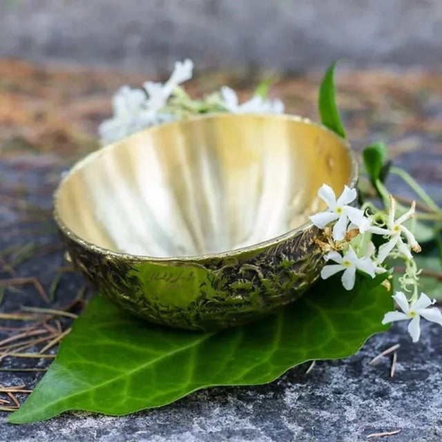 Metal Brass Hand Sculpted Pod Bowl by Samuel Costantini For Sale - Image 7 of 9