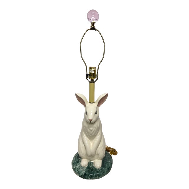 1990s Rabbit Table Lamp With Green Base For Sale