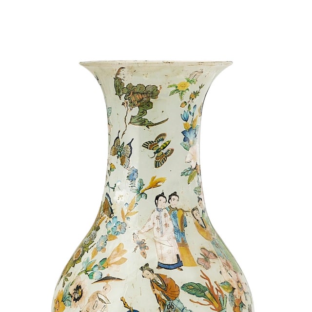 A rare and elegant early 19th century English decorative glass vase, produced in London and decorated using the...