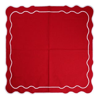 Red Scalloped Placemat, Set of 8 For Sale