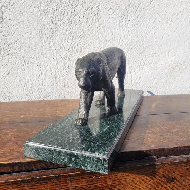 20th Century Art Deco Bronze & Marble Panther, 1920s For Sale - Image 6 of 18