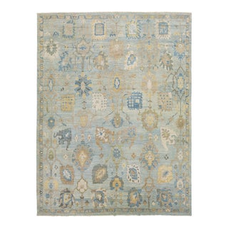 Apadana's Modern Blue Oversized Sultanabad Wool Rug With Allover Design For Sale