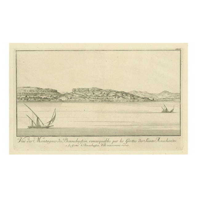 Norden, Mountains of Bennehassein and Hermit Grottos Nile, 1755, Engraving For Sale