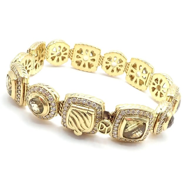 Late 20th Century David Yurman Albion Diamond Lemon Citrine Yellow Gold Link Bracelet For Sale In Philadelphia - Image 6 of 11