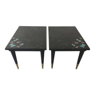 1950s Bartolucci Arts Marble Butterfly and Cricket Side Tables - A Pair For Sale