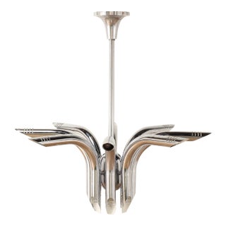1980s Italian Chrome “Pipe” Chandelier by Goffredo Reggiani For Sale