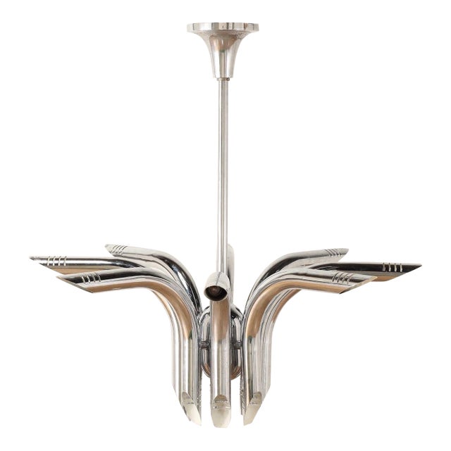 1980s Italian Chrome “Pipe” Chandelier by Goffredo Reggiani For Sale