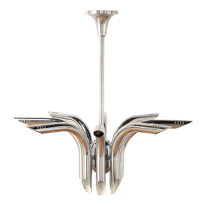 1980s Italian Chrome “Pipe” Chandelier by Goffredo Reggiani