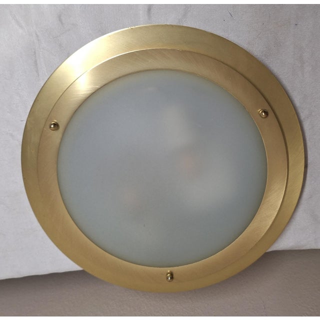 Flat Vintage Ceiling Lamp with a Matt Glass Bowl in a Metal Mount by Honsel For Sale - Image 6 of 8