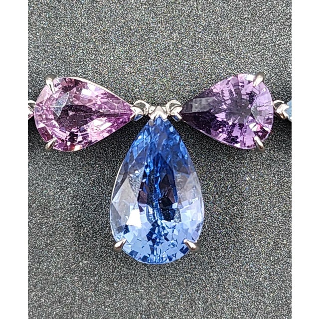 Modern 59.92 Ct Natural Ceylon No Heat Sapphire Necklace For Sale - Image 3 of 10