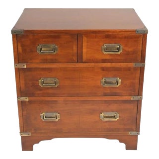 French Turn of the Century Wood Navy Chest with Brass Hardware For Sale