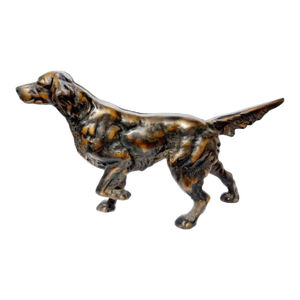 Antique Cast Iron Setter/Pointer Dog Doorstop Hubley Era Hunting Dog Statue W/Bronze Patina