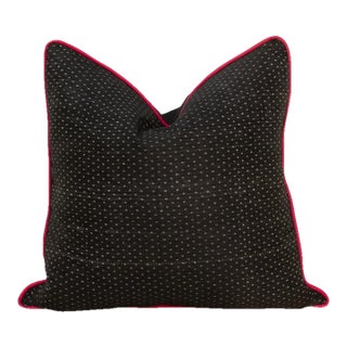 Kajal Black Dotted Ahir Handloom Pillow For Sale