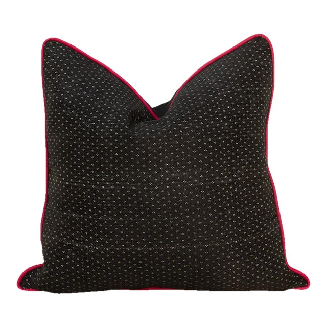 Kajal Black Dotted Ahir Handloom Pillow For Sale