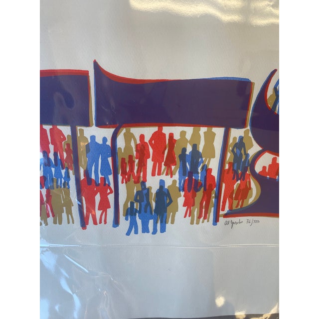 Red Late 20th Century Al Jacobs "Shalom" Judaica Silkscreen Print - Signed and Numbered Limited Edition, Mid-Century Modern Pop Art. For Sale - Image 8 of 9