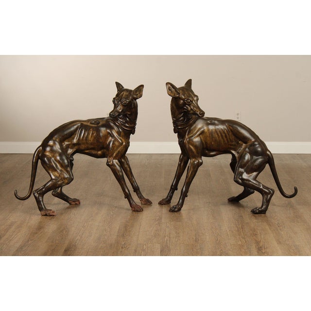 Figurative Large Pair Of Outdoor Bronze Whippets For Sale - Image 3 of 12