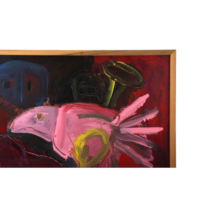2000 - 2009 Large Expressionist Painting "Fowl Play" by Artist Virginia Cohn Parkum For Sale - Image 5 of 9