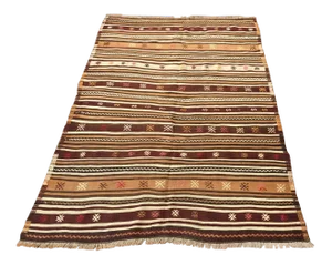 1960s Earth Toned Kilim Rug - 55" X 77"