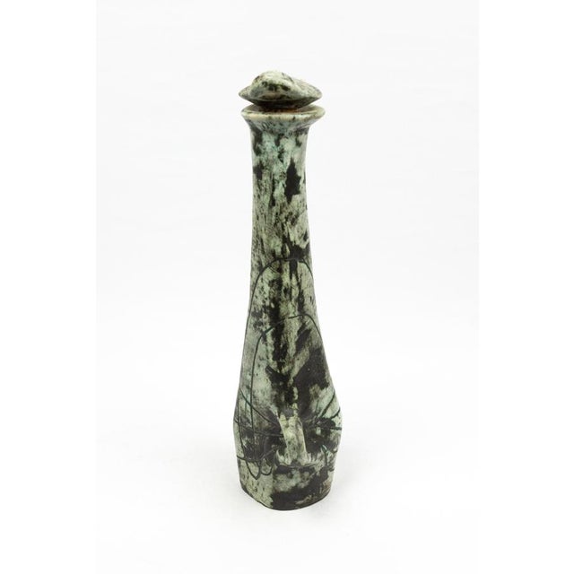 1950s Liqueur Decanter and Celadon in Grey Ceramic and Glasses by Jacques Blin, 1950s, Set of 4 For Sale - Image 5 of 13