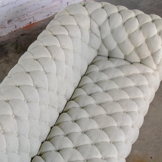 Beige Late 20th to Early 21st Century Modern Chesterfield Style Diamond Tucked Sofa With Beige Twill Fabric Style of Paola Navone For Sale - Image 8 of 18
