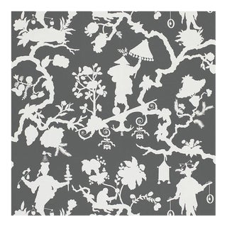 4 Double Rolls Schumacher Shantung Silhouette Wallpaper For Sale