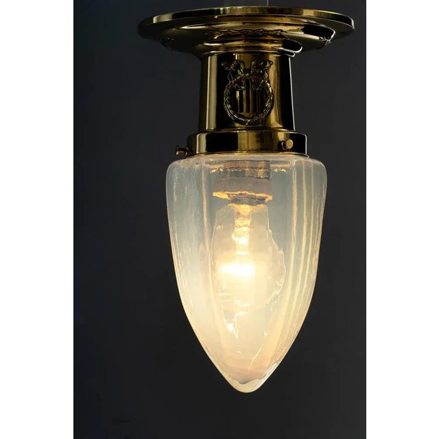 Art Deco Ceiling Lamps with Opaline Glass Shades, 1920s, Set of 2 For Sale - Image 9 of 12
