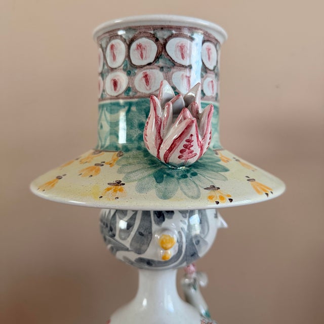 White Late 20th Century Pair of Impressive Large Bjorn Wiinblad Ceramic Figural Candlesticks With Inserts For Sale - Image 8 of 12