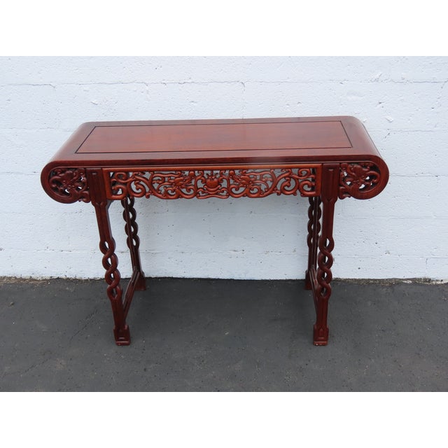 Chinese High Relief Solid Wood Altar Console Entry Table With Dragons Motif 6560 For Sale - Image 17 of 18
