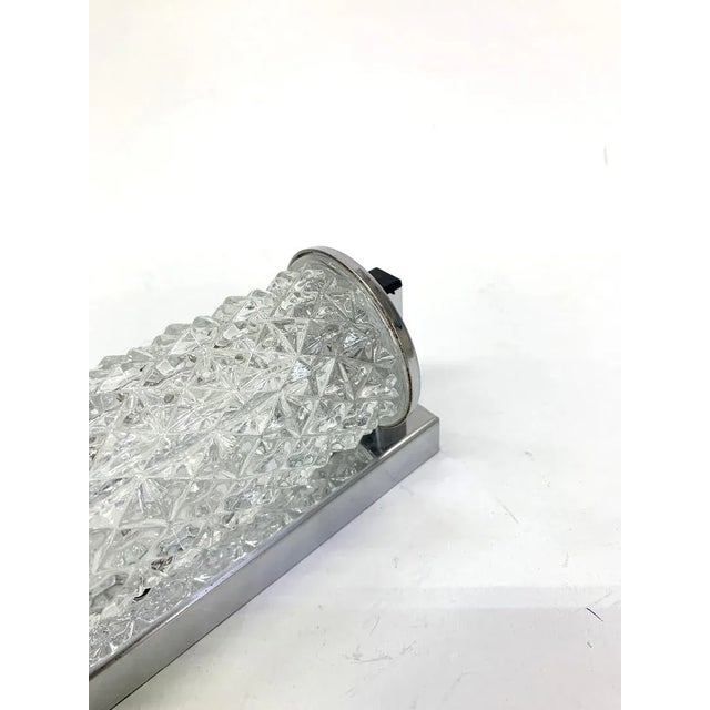 Metal Tubular Chiseled Glass and Chrome Plated Sconce, 1970s For Sale - Image 7 of 8