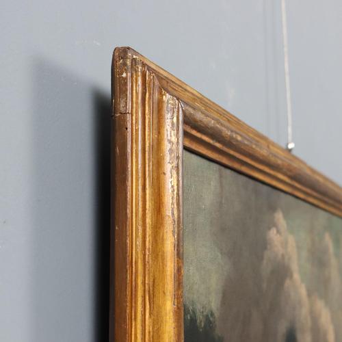 Landscape with Buildings and Figures, Oil on Canvas For Sale - Image 10 of 12